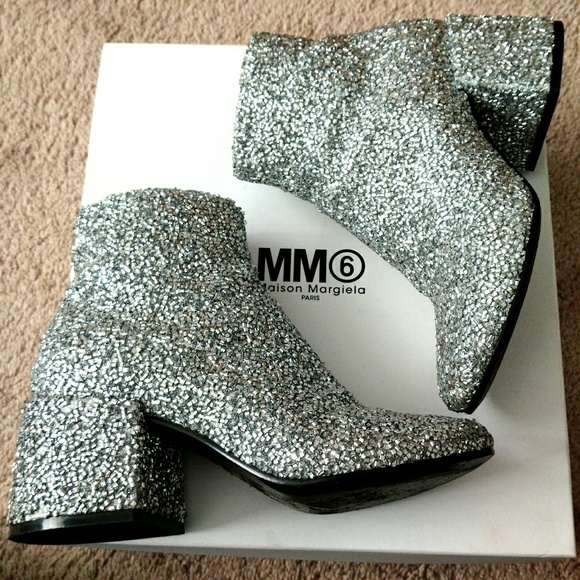Maison Martin Margiela Shoes - NEW MM6 Maison Margiela silver sparkle ankle boots